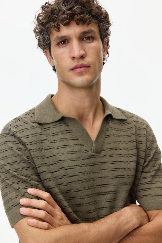 Top polo z domieszką lnu Regular Fit