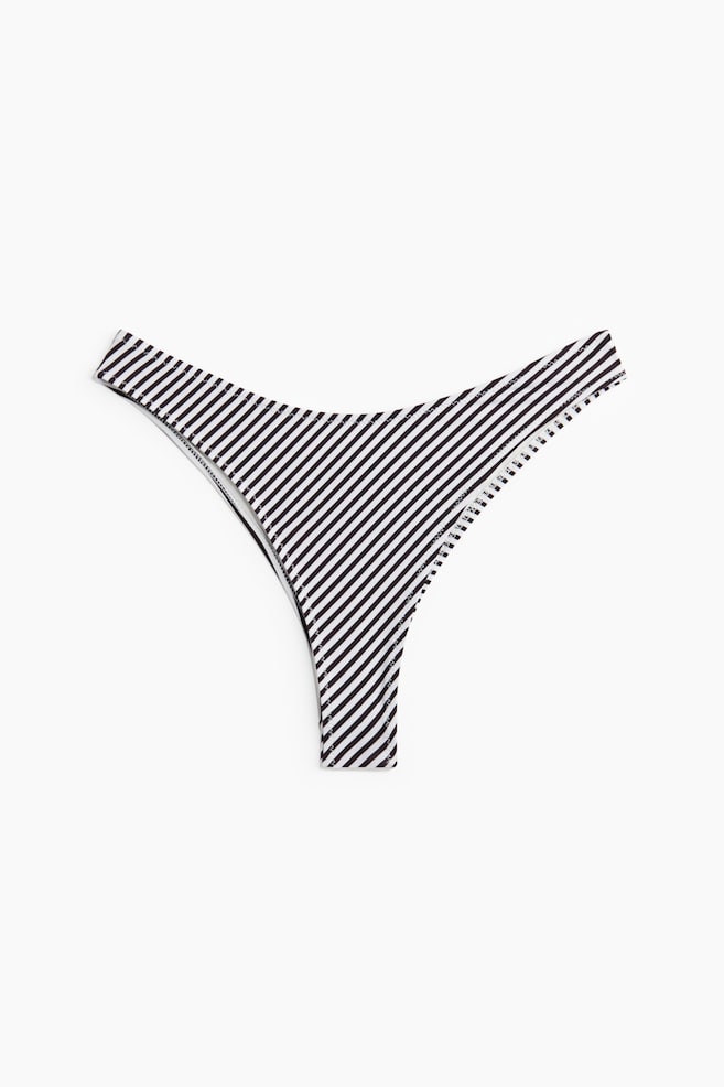 Bragas de bikini Brazilian - Blanco/Rayas negras/Chabacano - 1