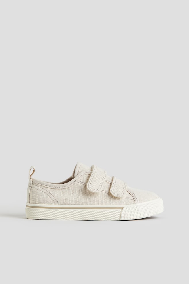 Canvas hook and loop trainers - Ecru/Dusty green - 2
