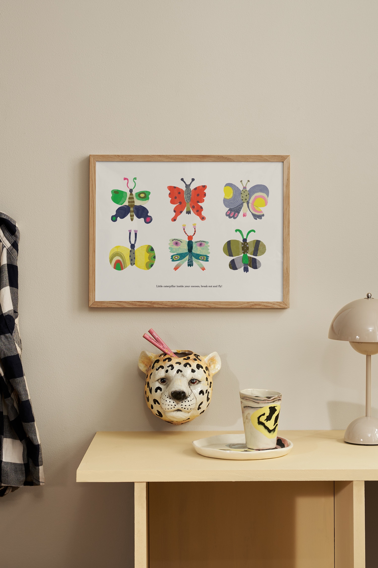 Little Butterflies Poster - Beige