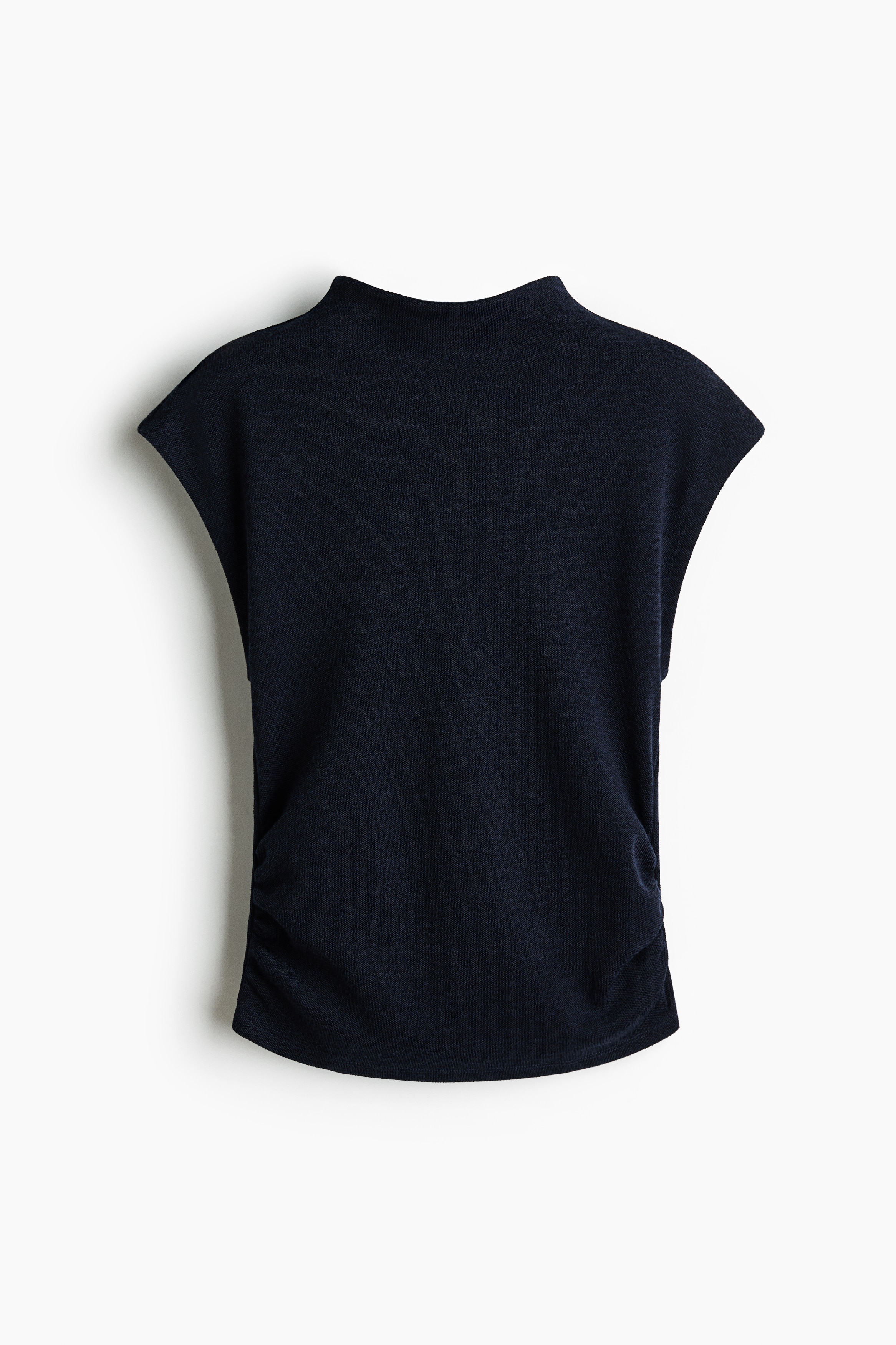 Mock Turtleneck Jersey Top - Navy blue/Beige/Brown melange