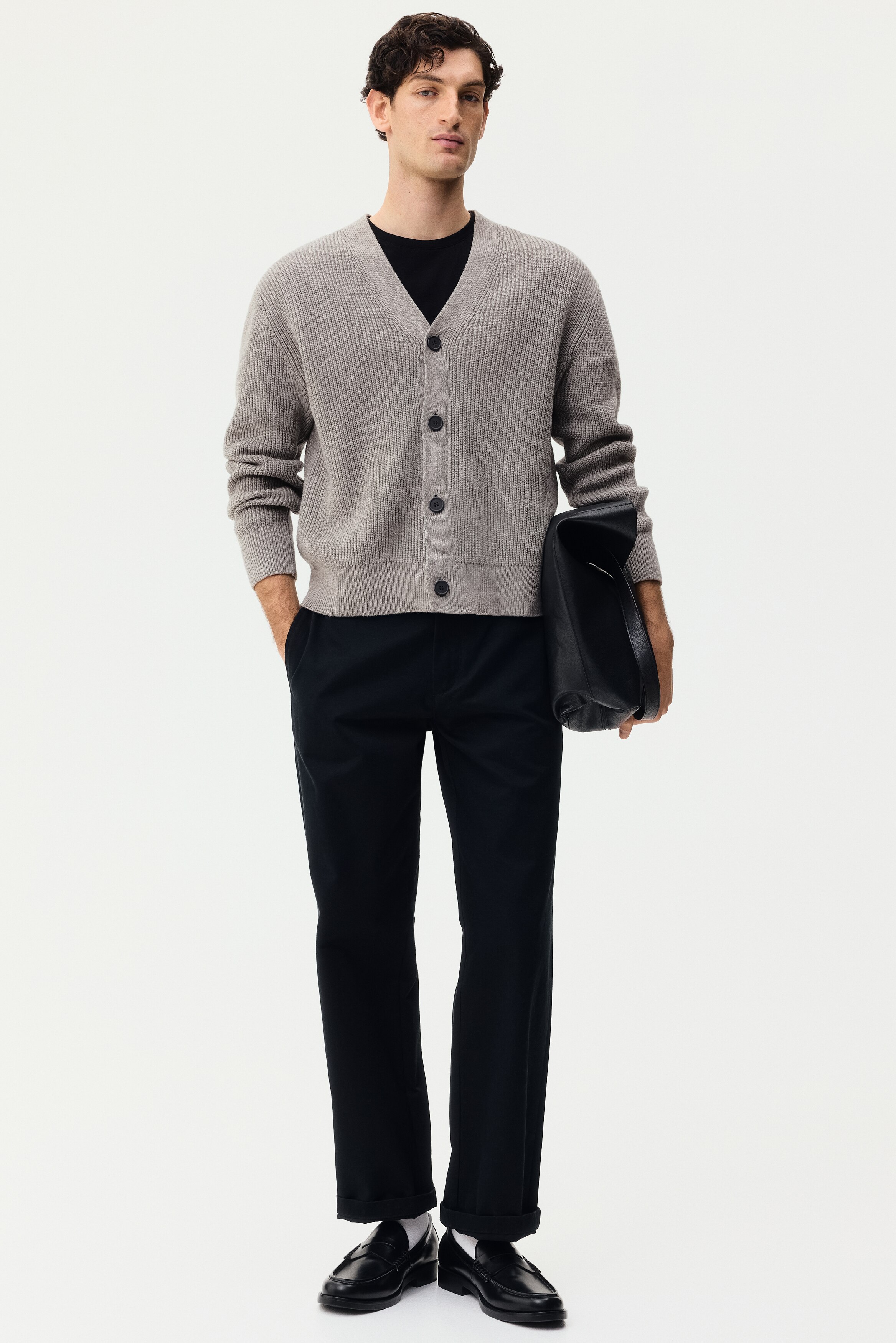 Relaxed Fit Rib-knit cardigan