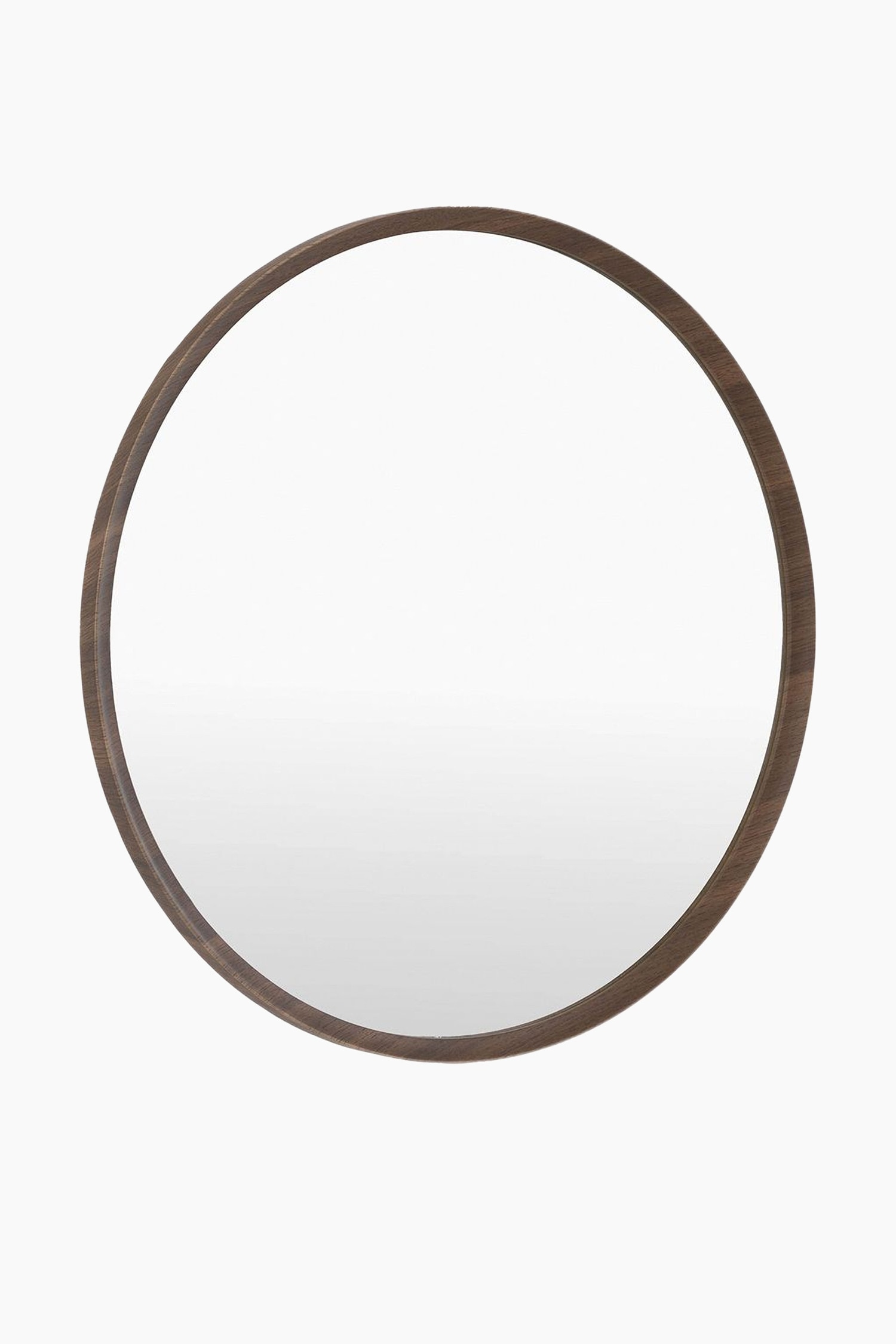 Round Wooden Frame Mirror - Dark Wood
