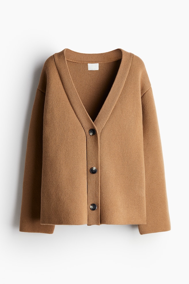 Wool-blend cardigan - Dark beige - 1