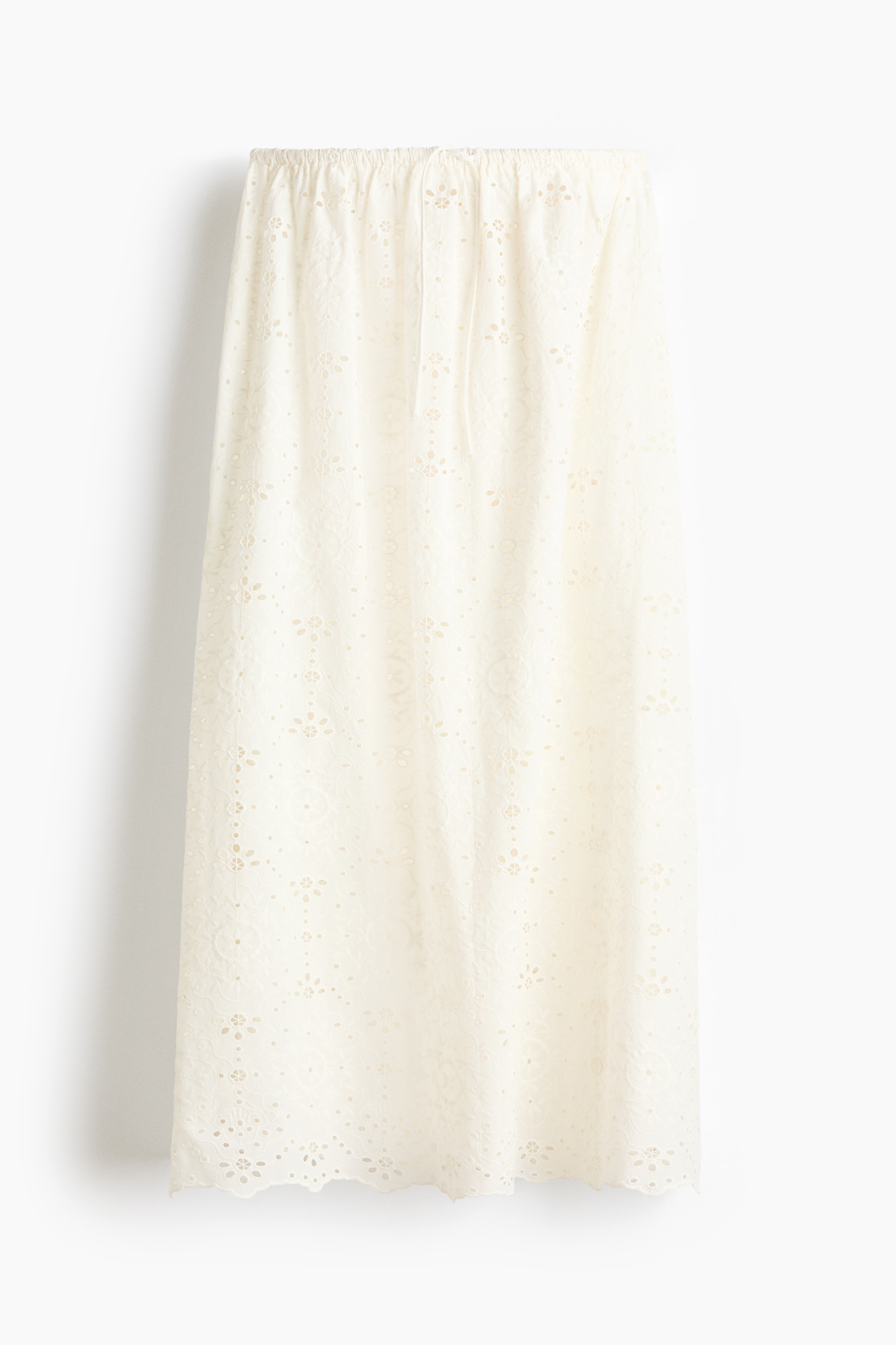 Eyelet-Embroidered Beach Skirt-Cream