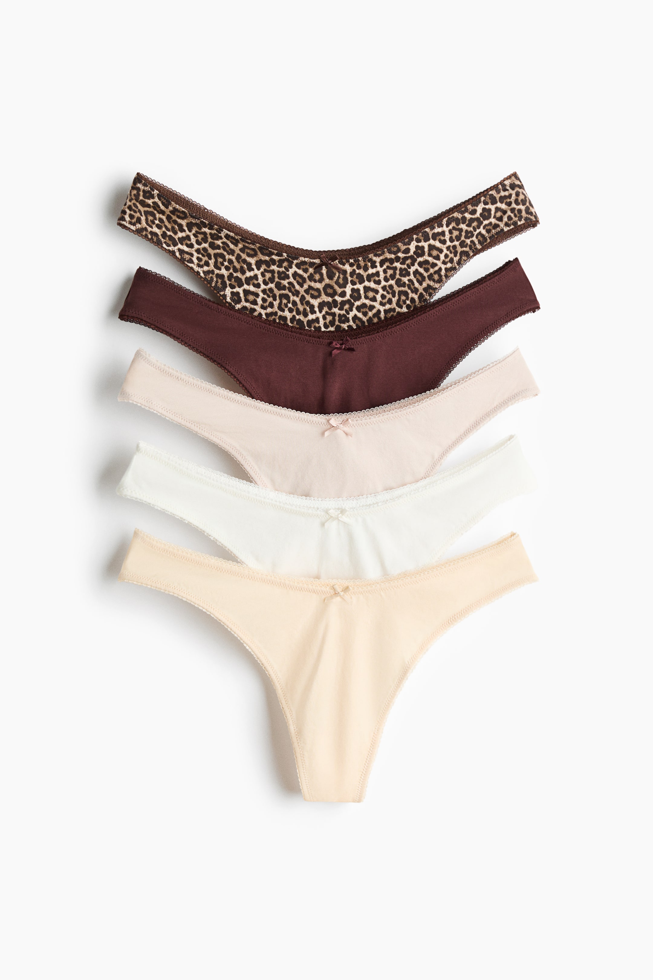 View larger image: 5-pack cotton thong briefs - Dark brown/Light pink - Ladies | H&M 1