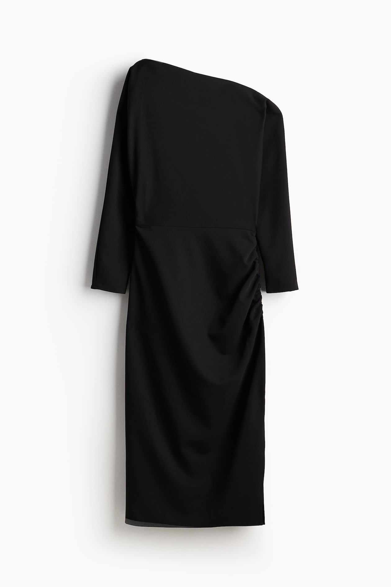 h&m black one shoulder dress Women's Black Draped One-Shoulder Dress
