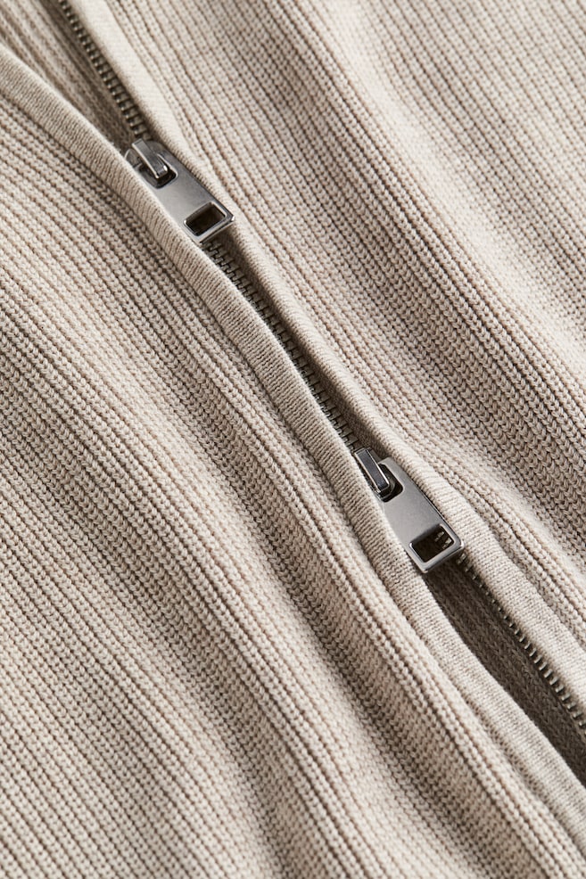 Cardigan mit Zipper in Regular Fit - Beige/Marineblau/Schwarz - 4