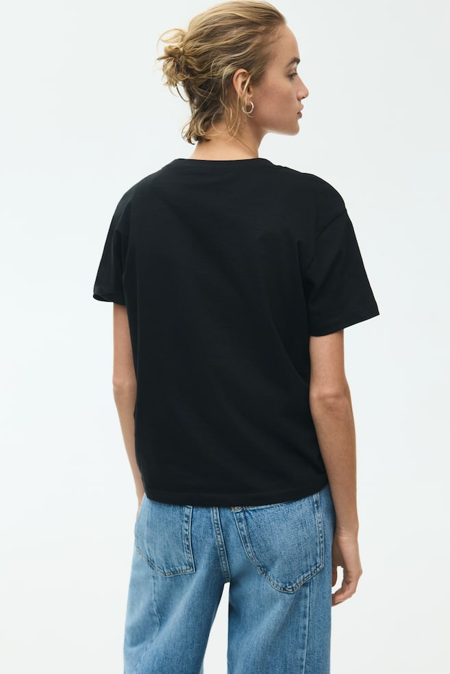 Cotton T-shirt-Black - 4