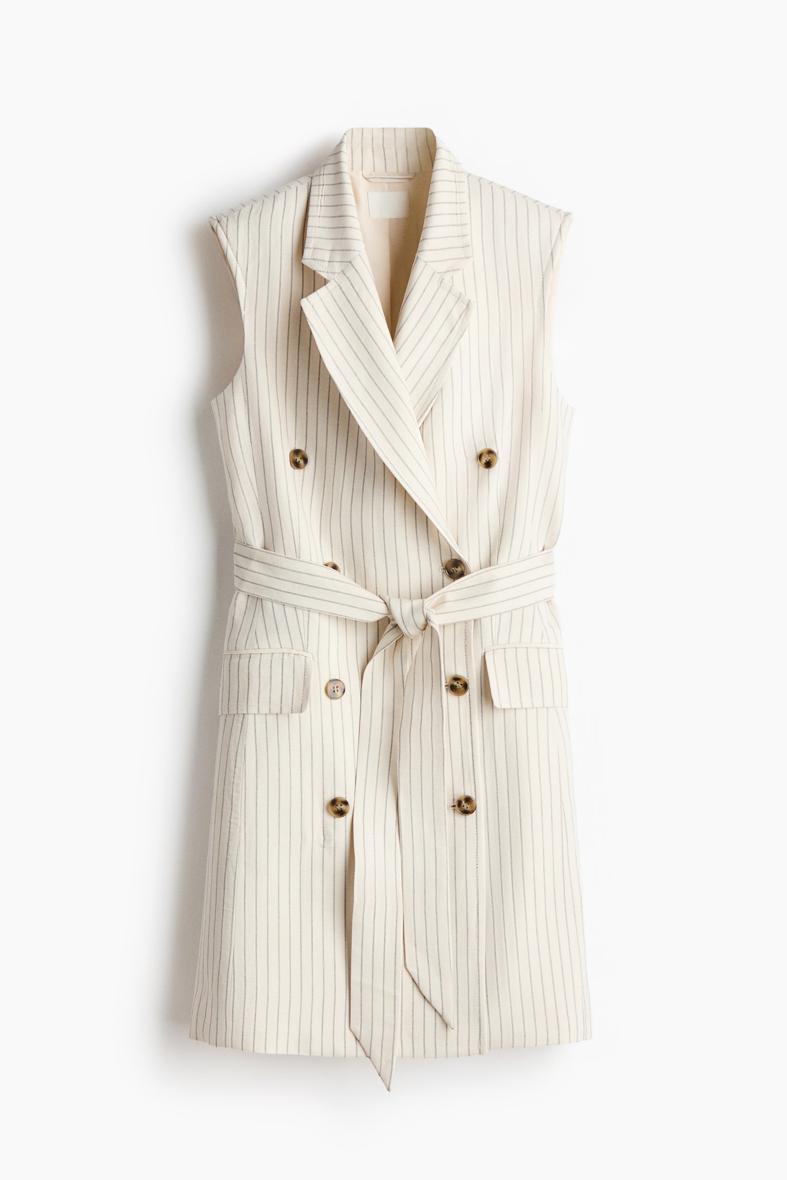 Linen-blend blazer dress - Cream/Striped