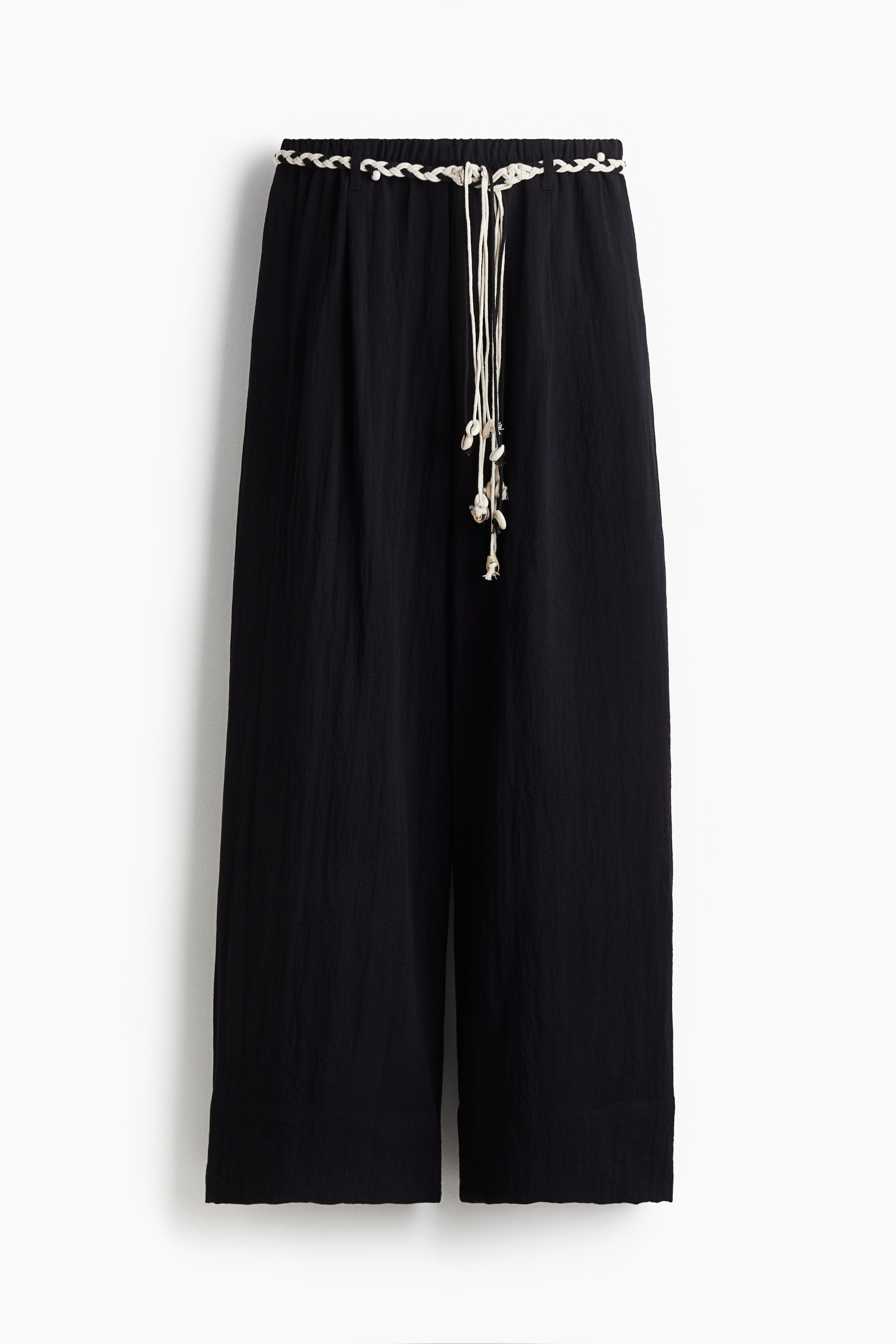Macramé-belt trousers - Black/White