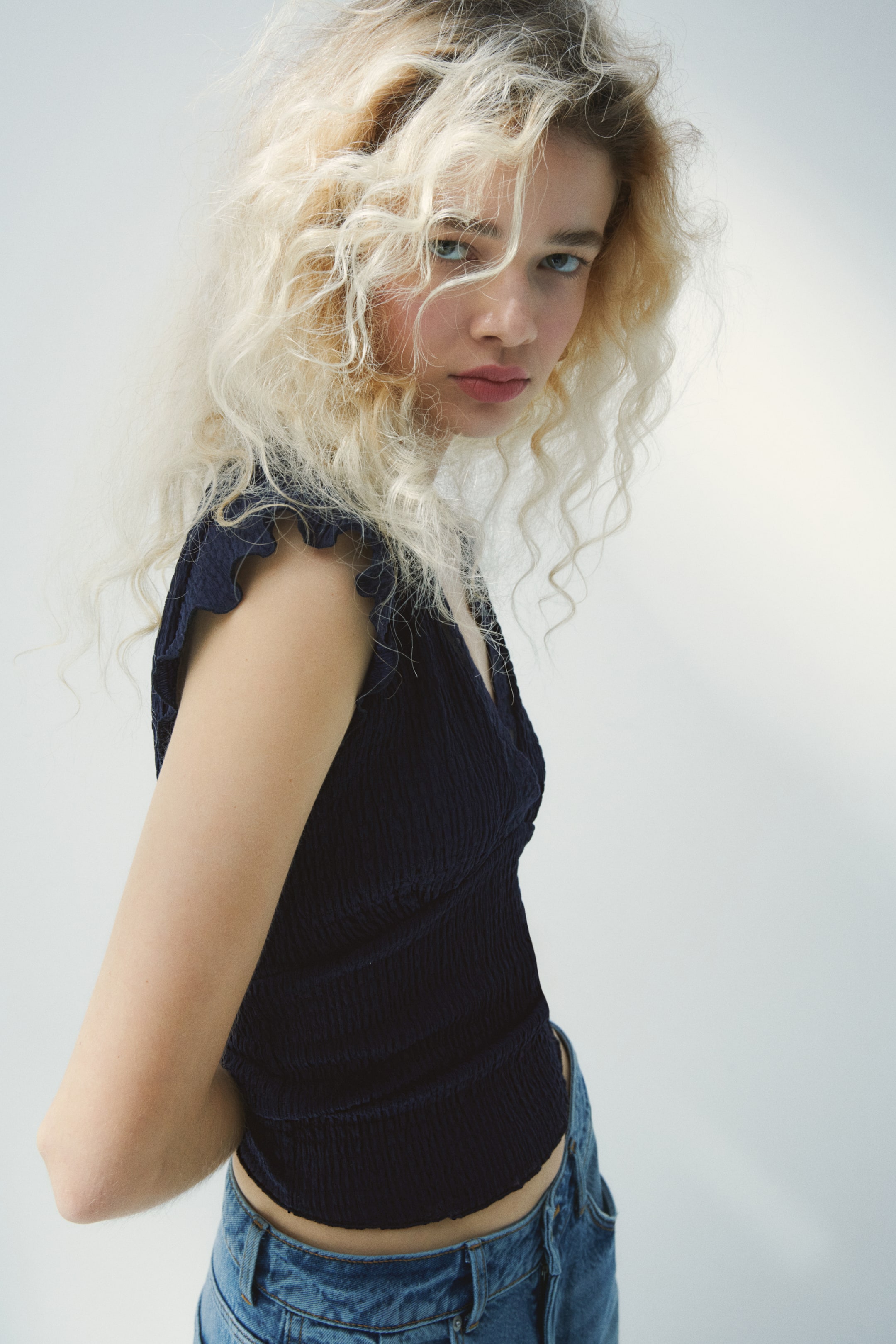 Lace-Trimmed Smocked Top