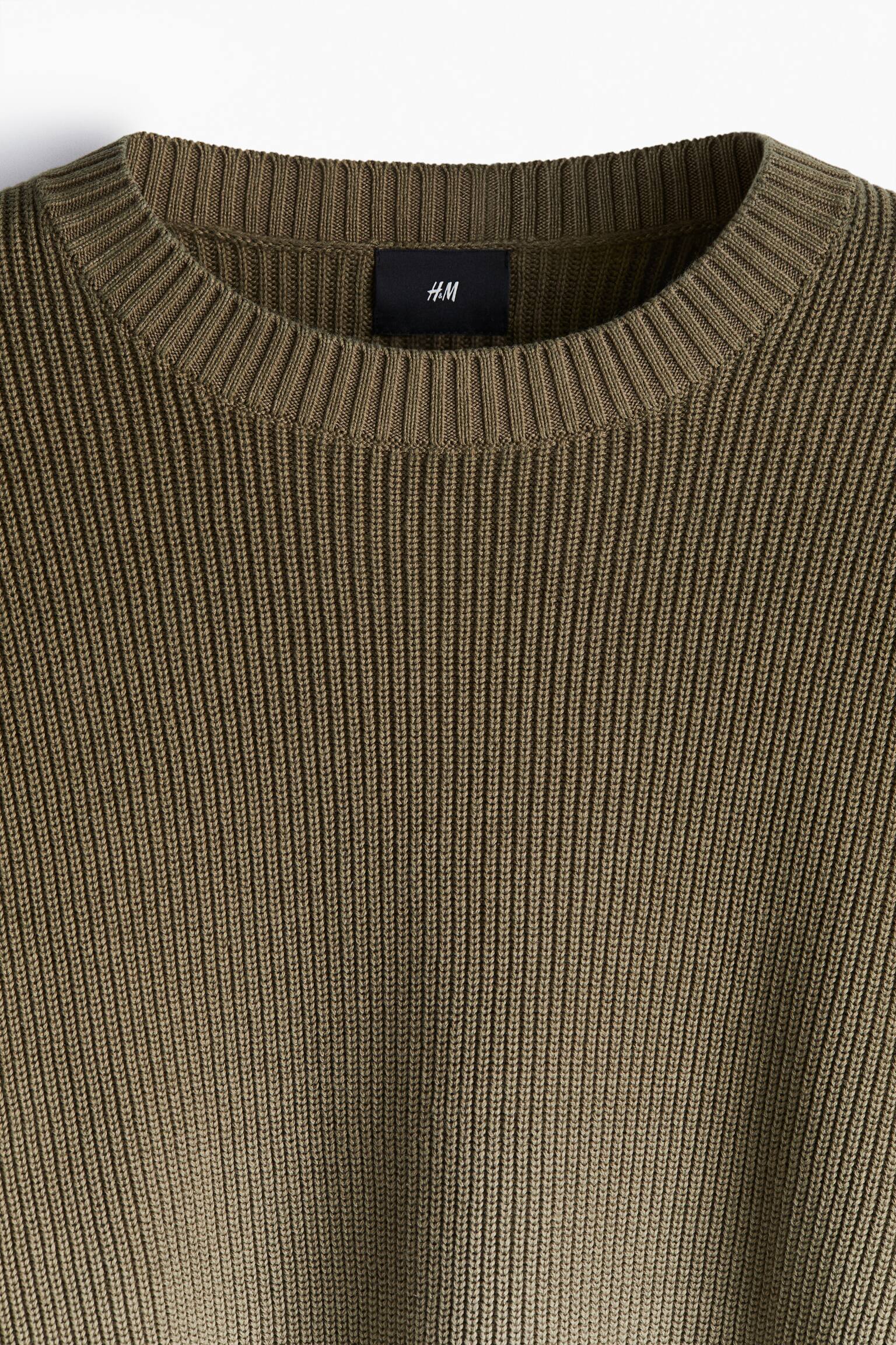 루즈핏 리브니트 스웨터 - 다크 카키 그린/화이트/블랙/브라운 - 4