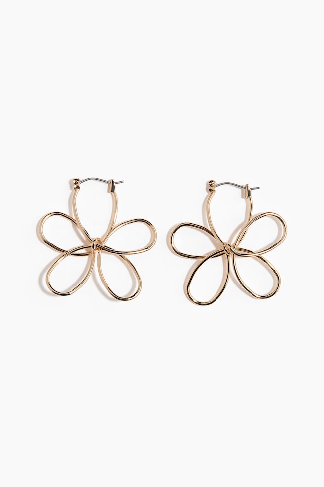 Flower-shaped earrings - Gold-coloured - 1