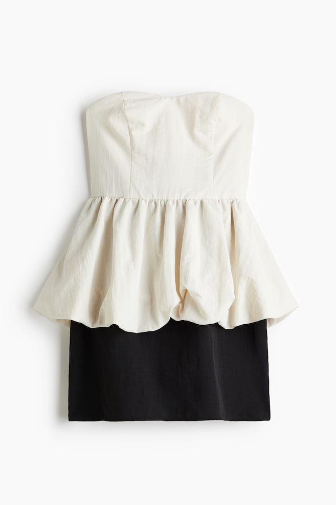 Robe bustier avec basque - Blanc/noir - 1
