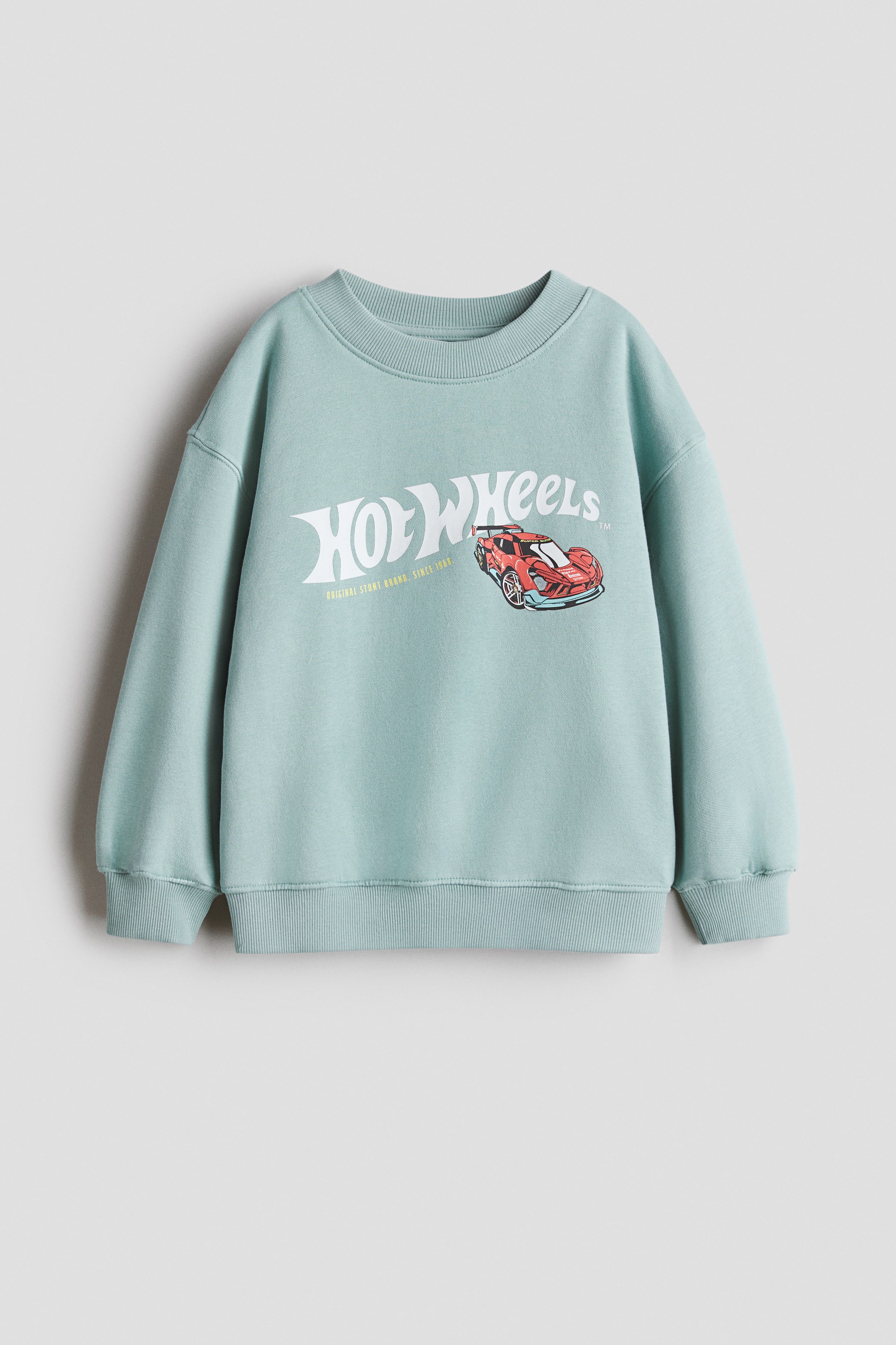 View larger image: Printed Sweatshirt - Dusty turquoise/Hot Wheels - Kids | H&M US 1