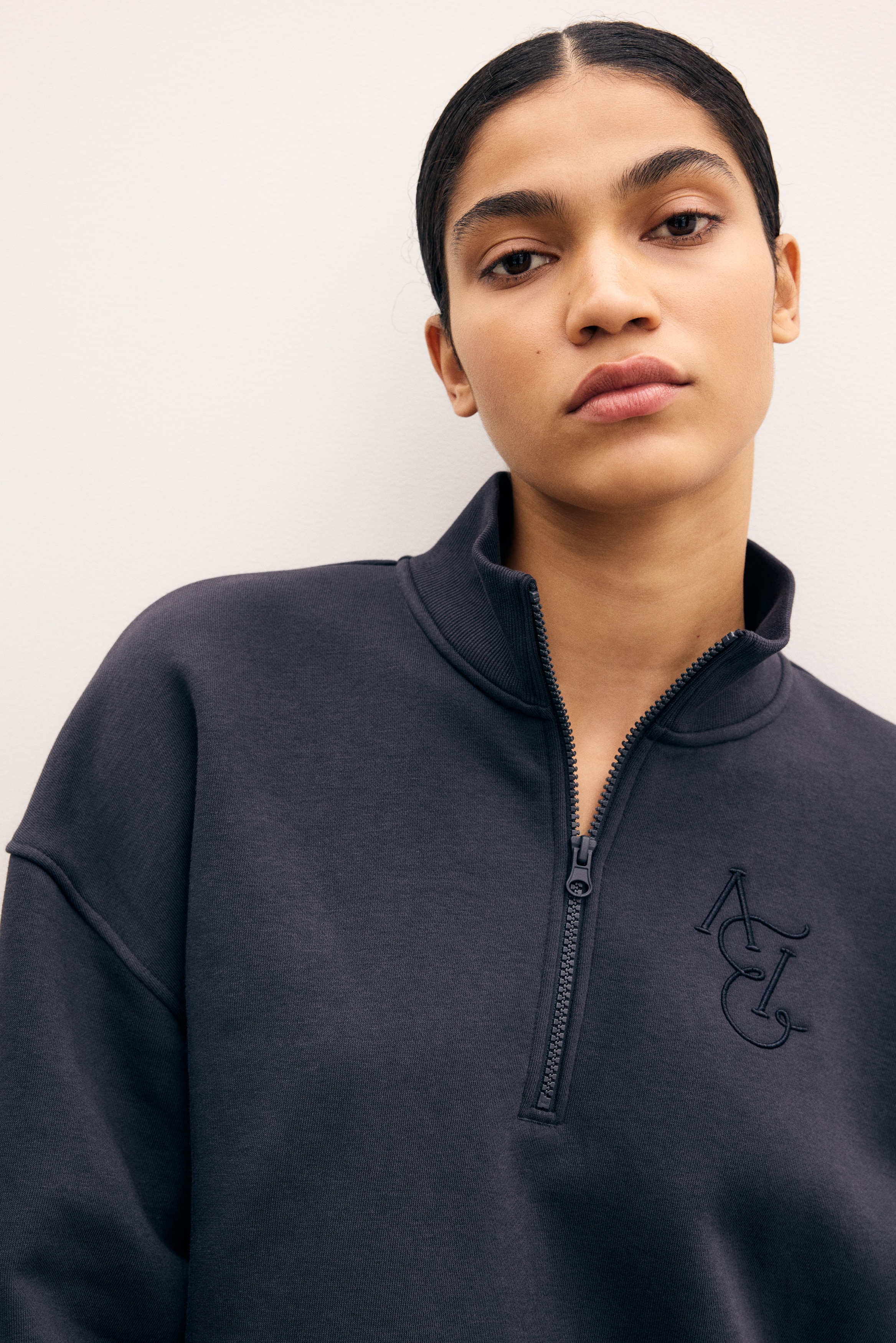 Ladies - Navy blue Zip-top sports top - Size: XS  - H&M