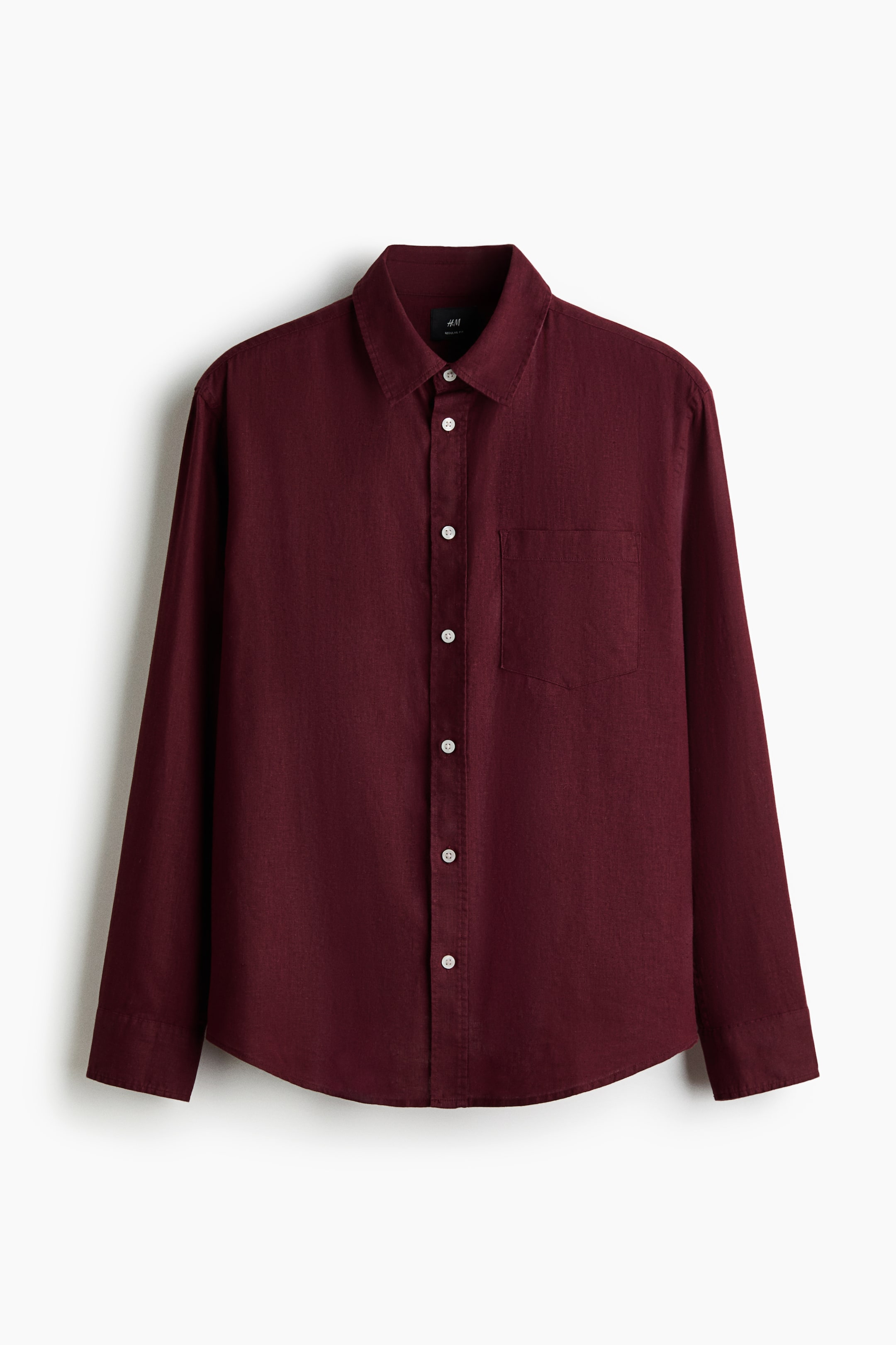 View larger image: Regular Fit Linen-blend shirt - Burgundy - Men | H&M IN 5