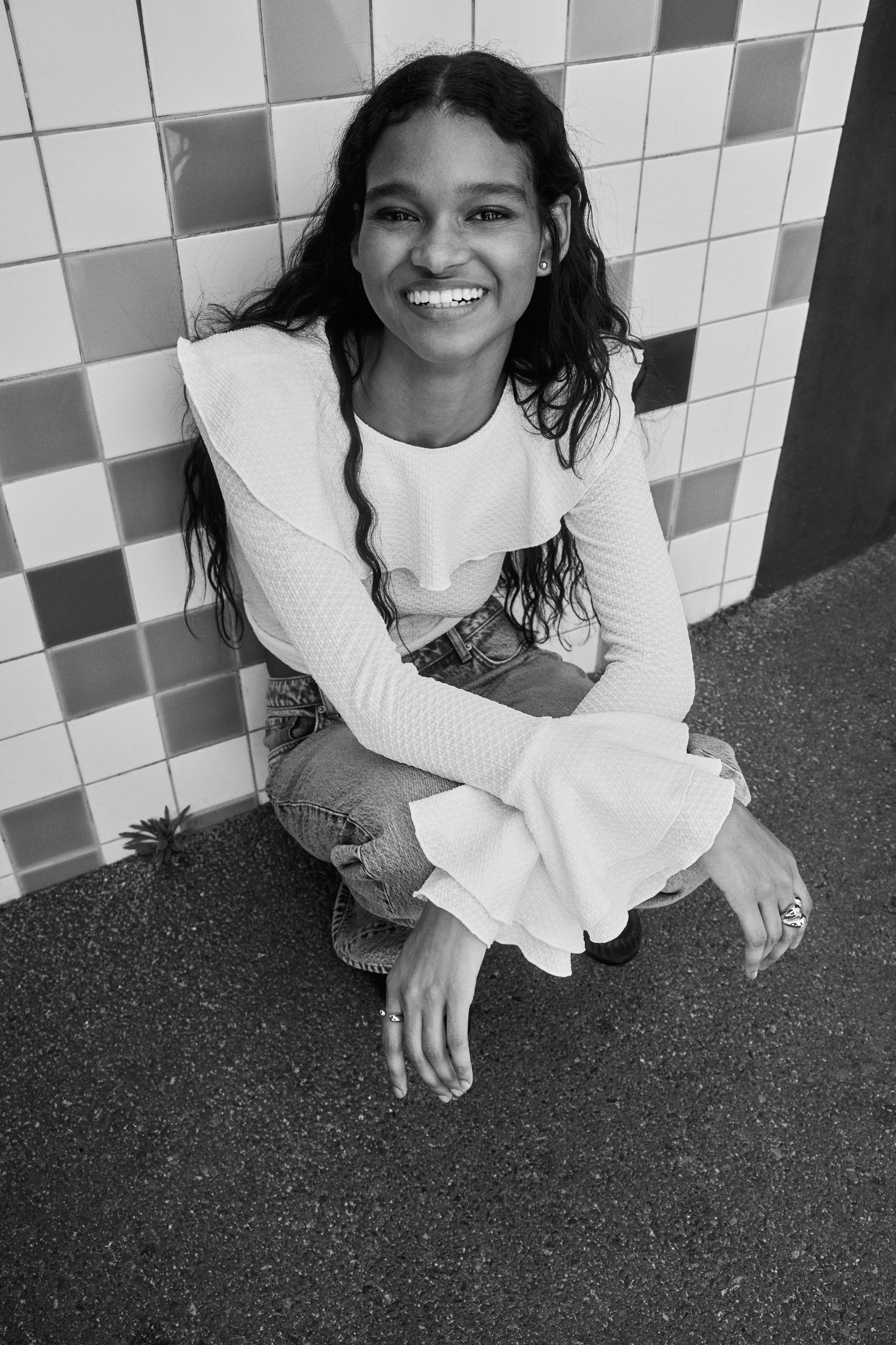 Maglia con volant - Crema