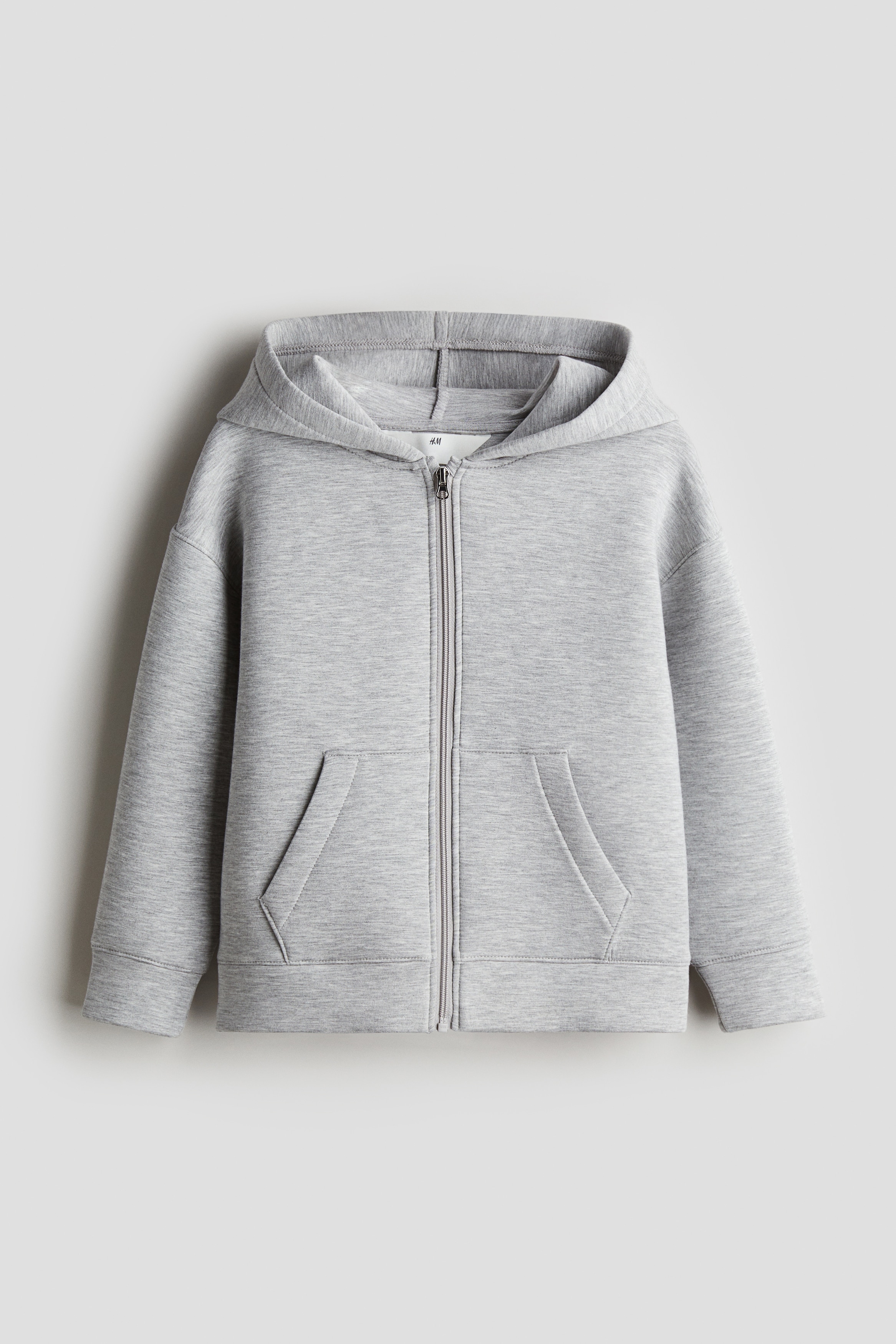 Ragazze - Grigio chiaro mélange Felpa con cappuccio tipo neoprene - Size: 122/128 (6-8Y)  - H&M