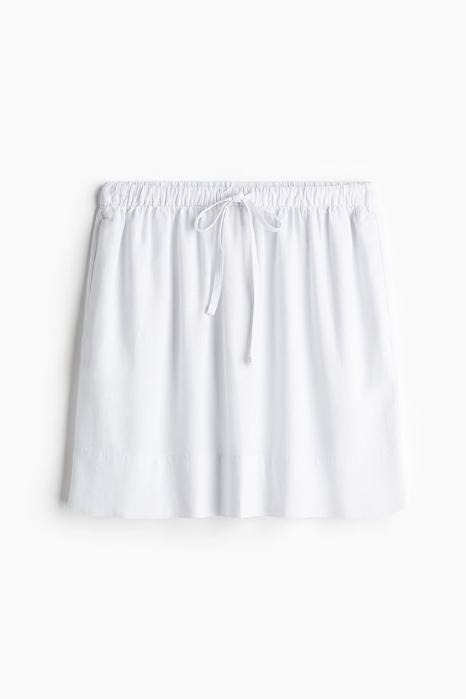 Linen-blend mini skirt - White/Black - 1
