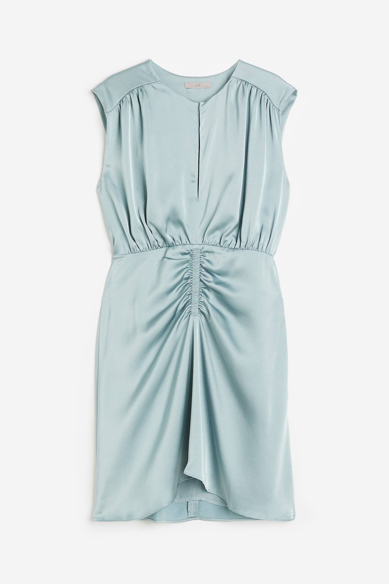 Draped satin dress - Light turquoise/Black/Light pink - 1