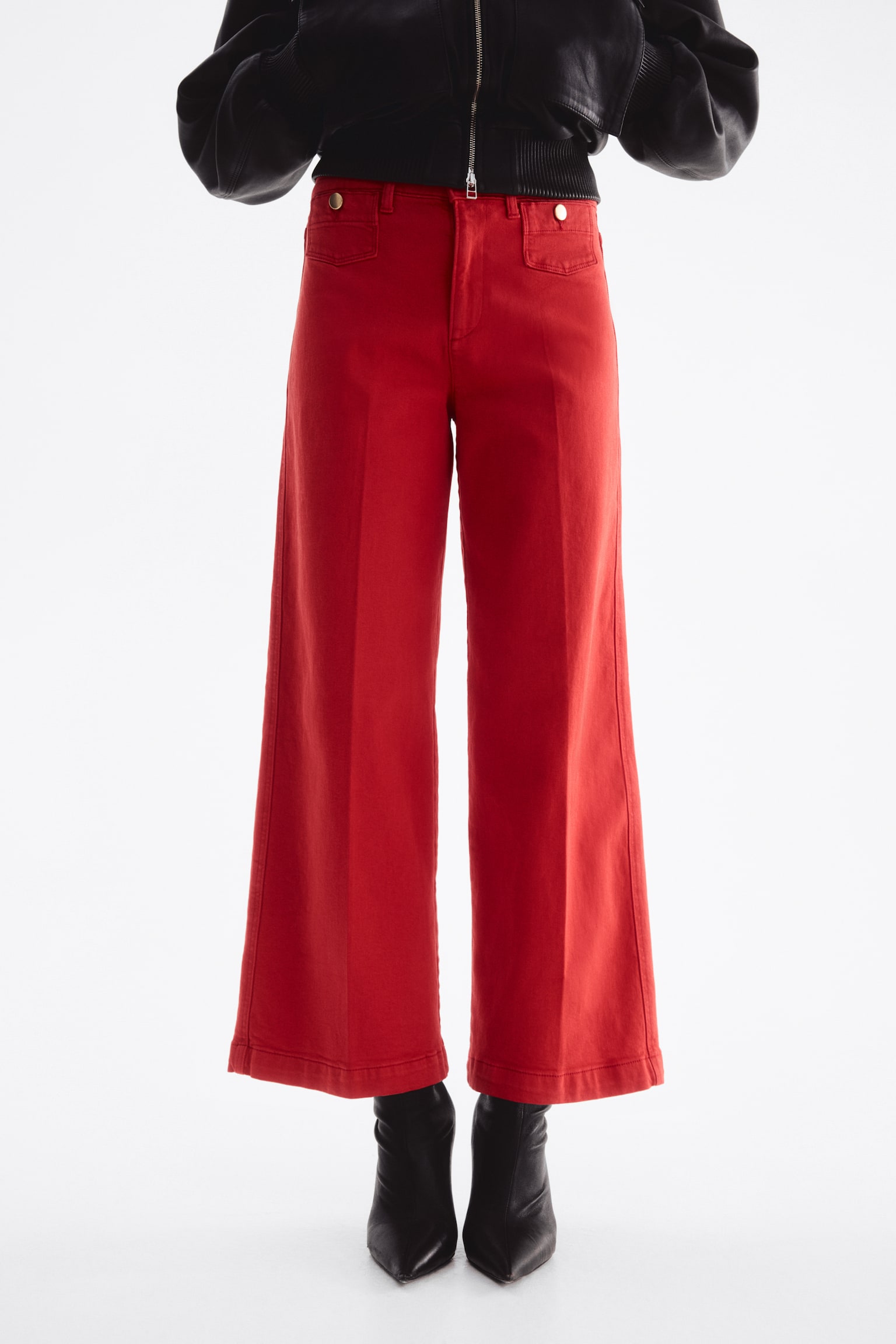 Wide High Waist Ankle Jeans - Rojo vivo/Azul denim/Azul denim claro/Blanco/Azul denim oscuro - 4
