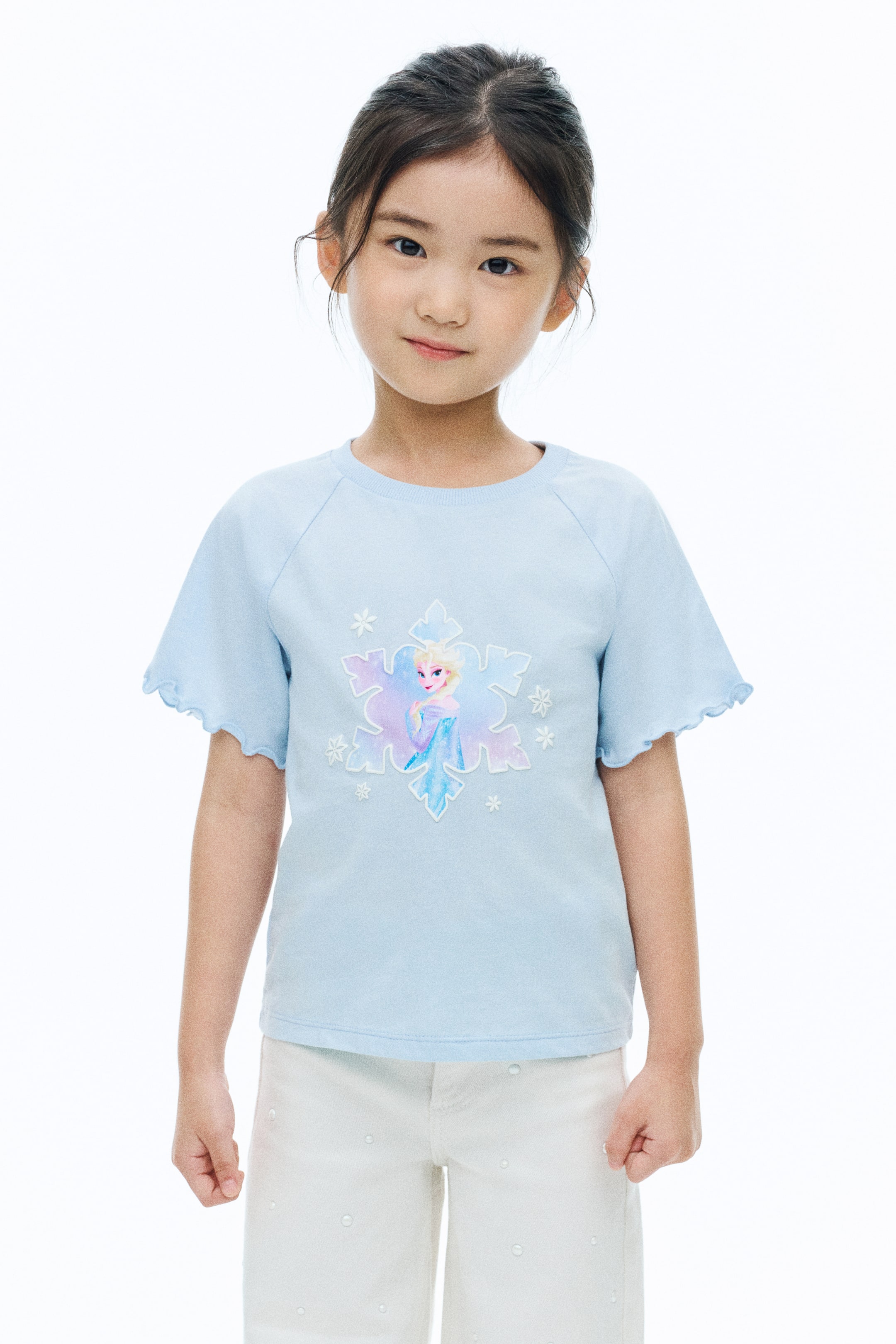 View larger image: Print-motif cotton T-shirt - Light blue/Frozen - Kids | H&M 1