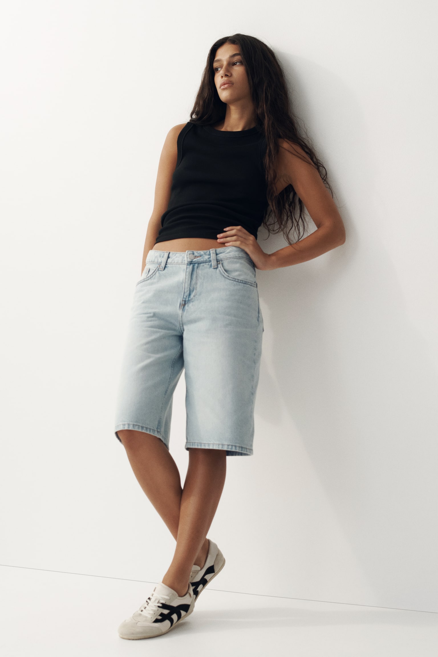 Shorts bermuda en denim - Azul denim claro/Azul denim oscuro - 1