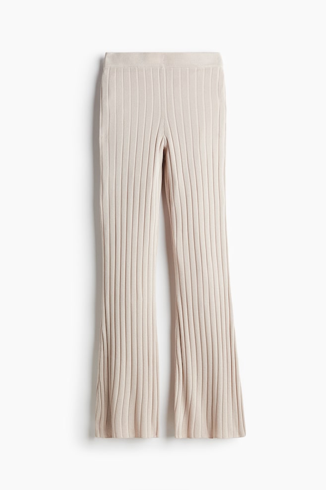 Pantalón en punto de canalé - Beige claro/Casi negro - 1