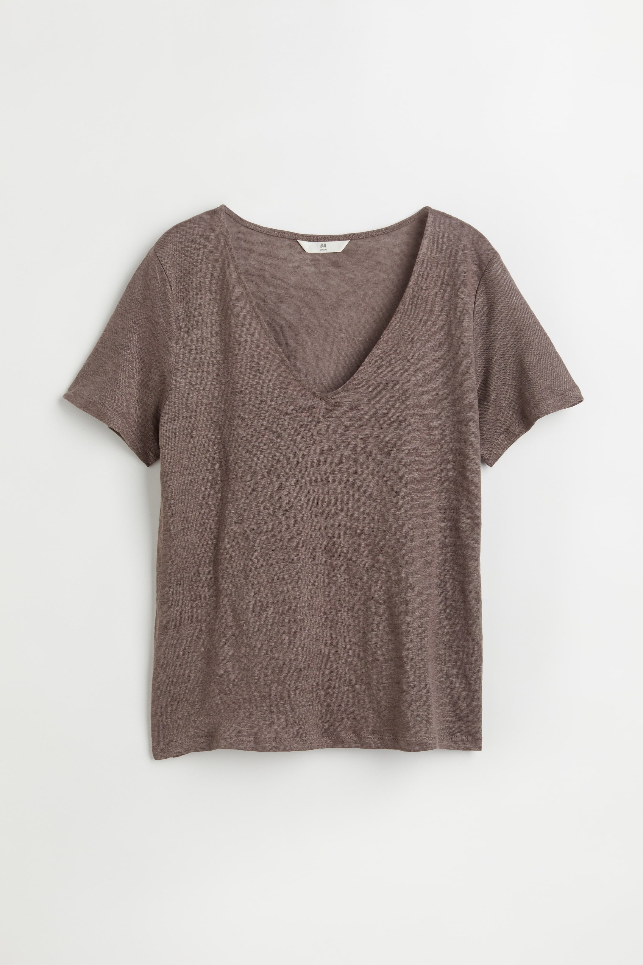 View larger image: Linen jersey top - Brown marl - Ladies | H&M 1