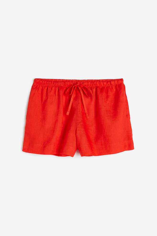 Linen shorts - Bright orange/Light beige/Green - 2