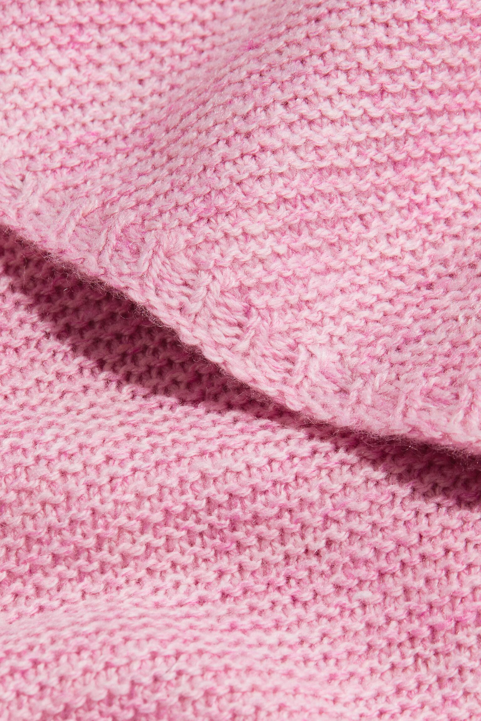 Garter-stitched triangle scarf - Rosa/Gris jaspeado - 2