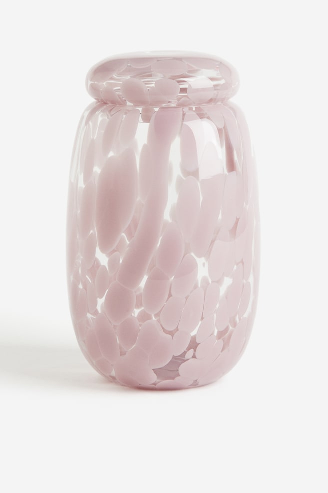 Large glass jar - Light pink/Patterned - 1
