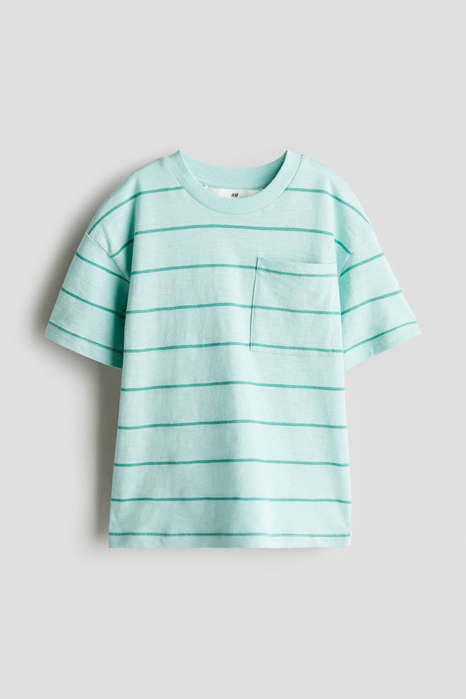 Chest-pocket T-shirt - Mint green/Striped/Light yellow/Striped - 1