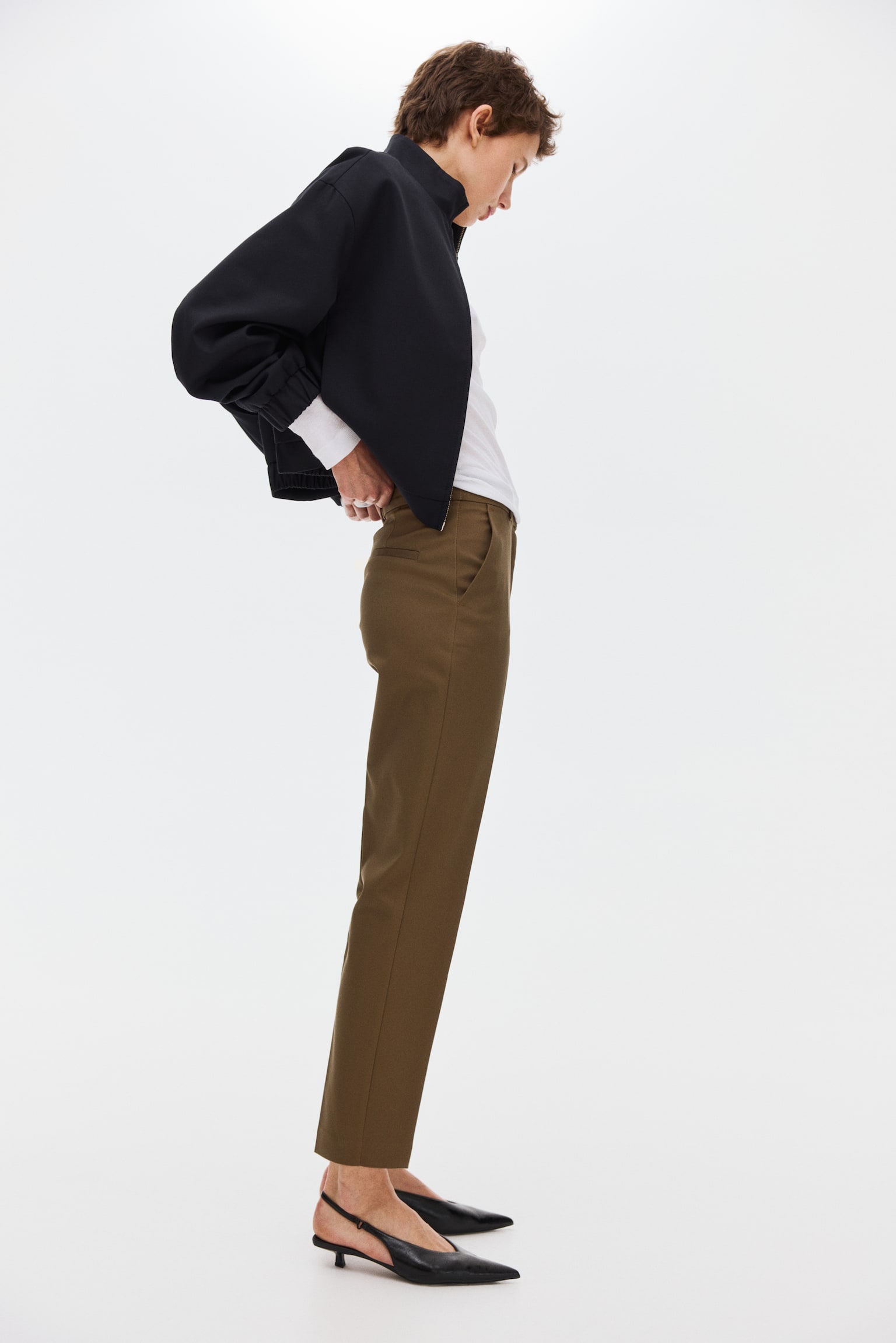 Cigarette trousers - Dark khaki green/Black/Navy blue/Light beige/Dark brown/Cream/Dark grey/Checked - 4