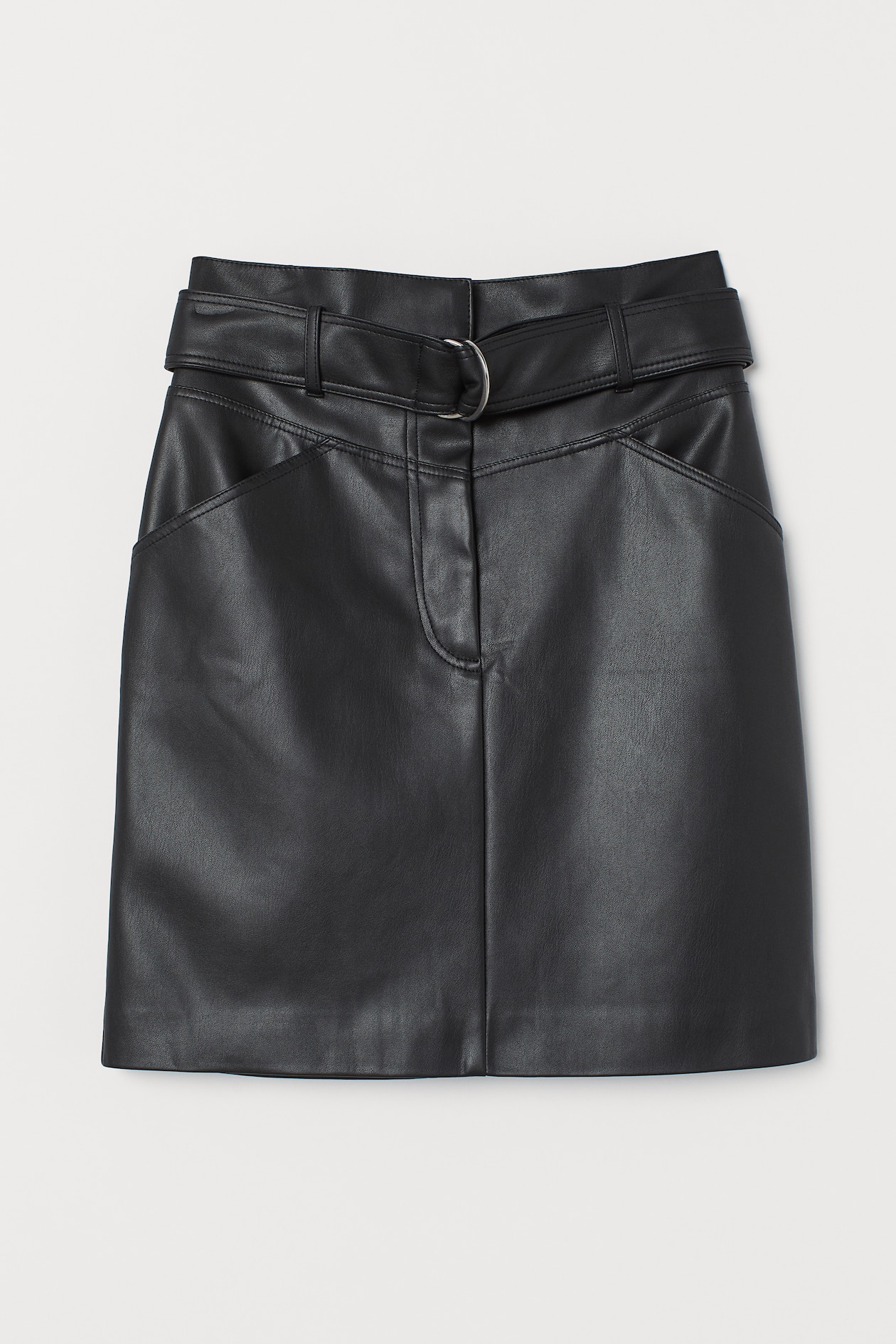 Imitation leather skirt - High waist - Short - Black - Ladies | H&M GB