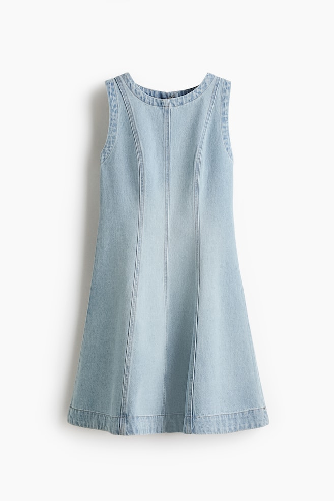 Vestido denim con falda acampanada - Azul denim claro/Azul denim - 1