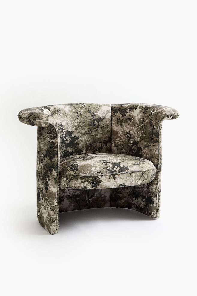 Loungefåtölj - Mörkgrön/Blommig - 1
