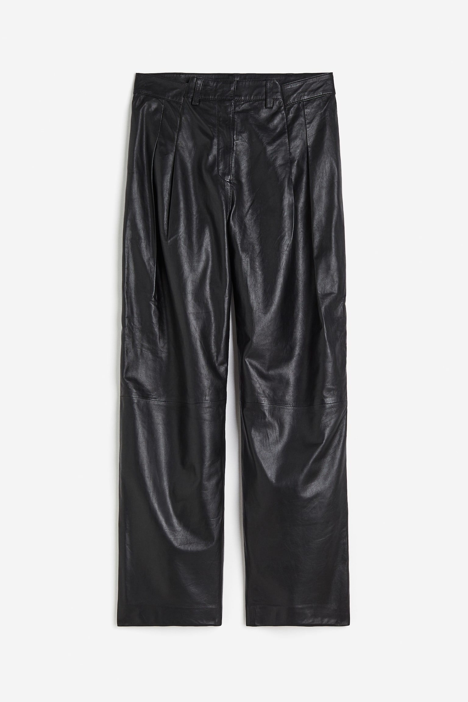 Leather tailored trousers - Midnight black - 1