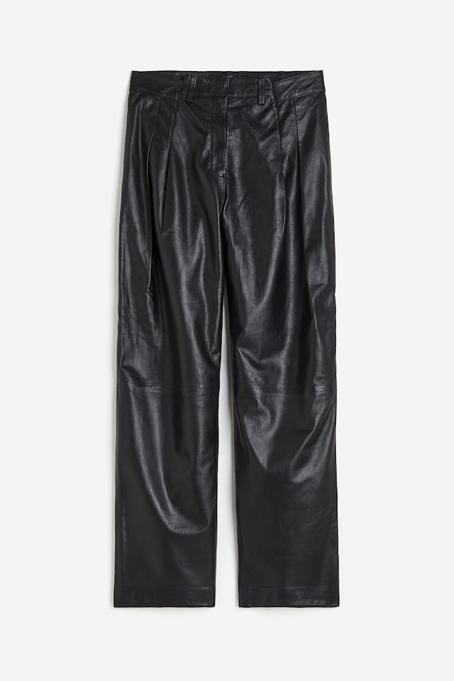 Stylede bukser i læder - Midnatssort - 2