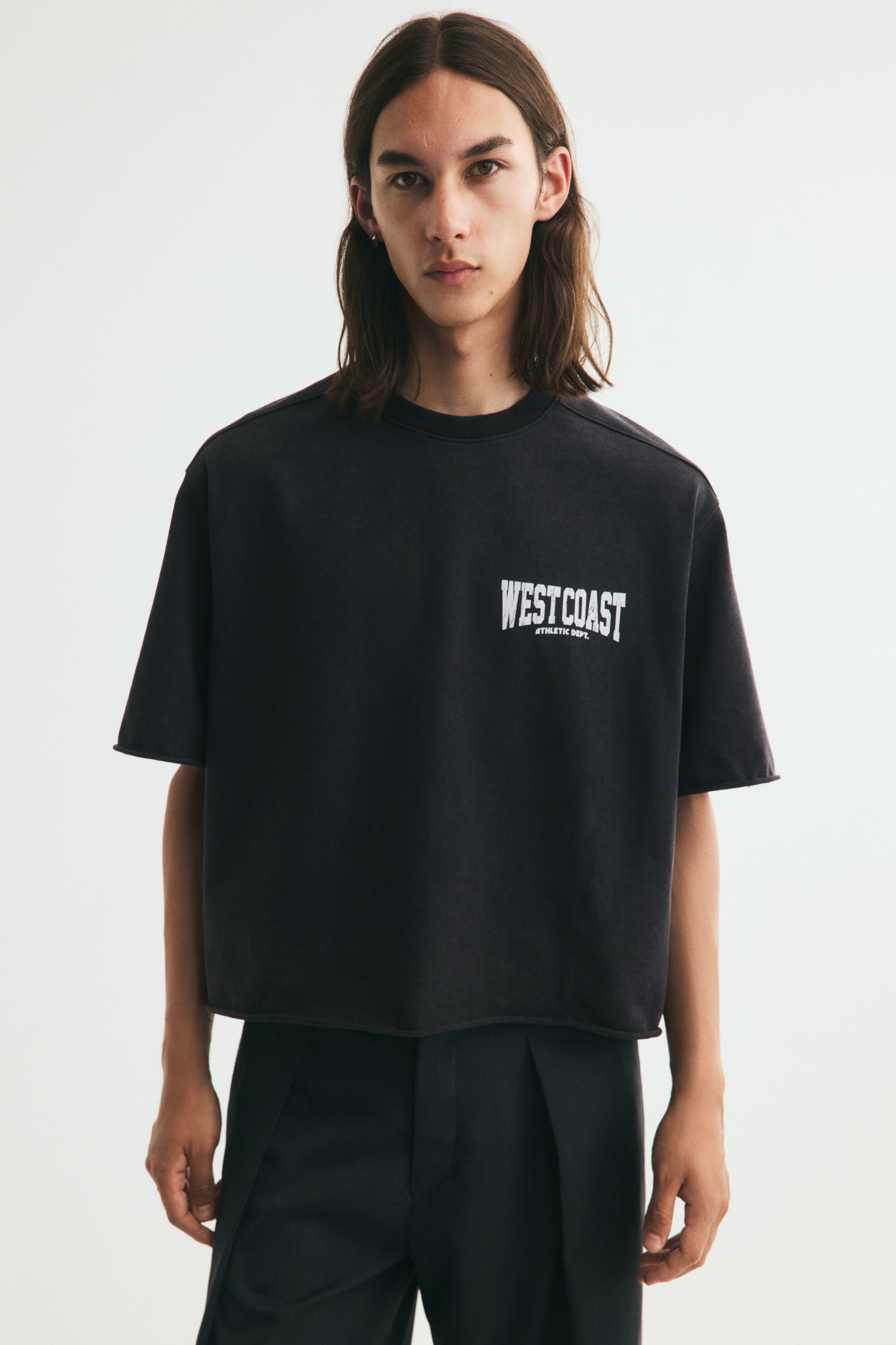 オーバーサイズフィット プリントコットンTシャツ - ウォッシュド