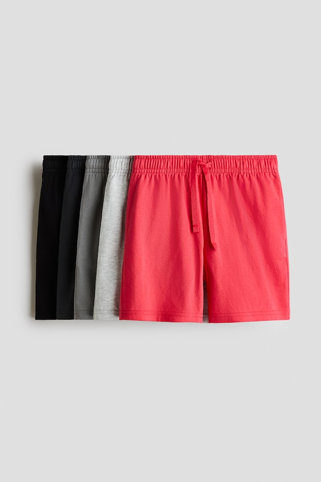 Pack de 5 calções em jersey de algodão - Vermelho/Preto/Verde/Riscas brancas/Verde cinza/Castanho/Bege/Alperce/Azul/Azul/Cinzento/Amarelo/Bege/Azul/Azul marinho/Creme/Castanho/Verde azulado/Riscas - 1