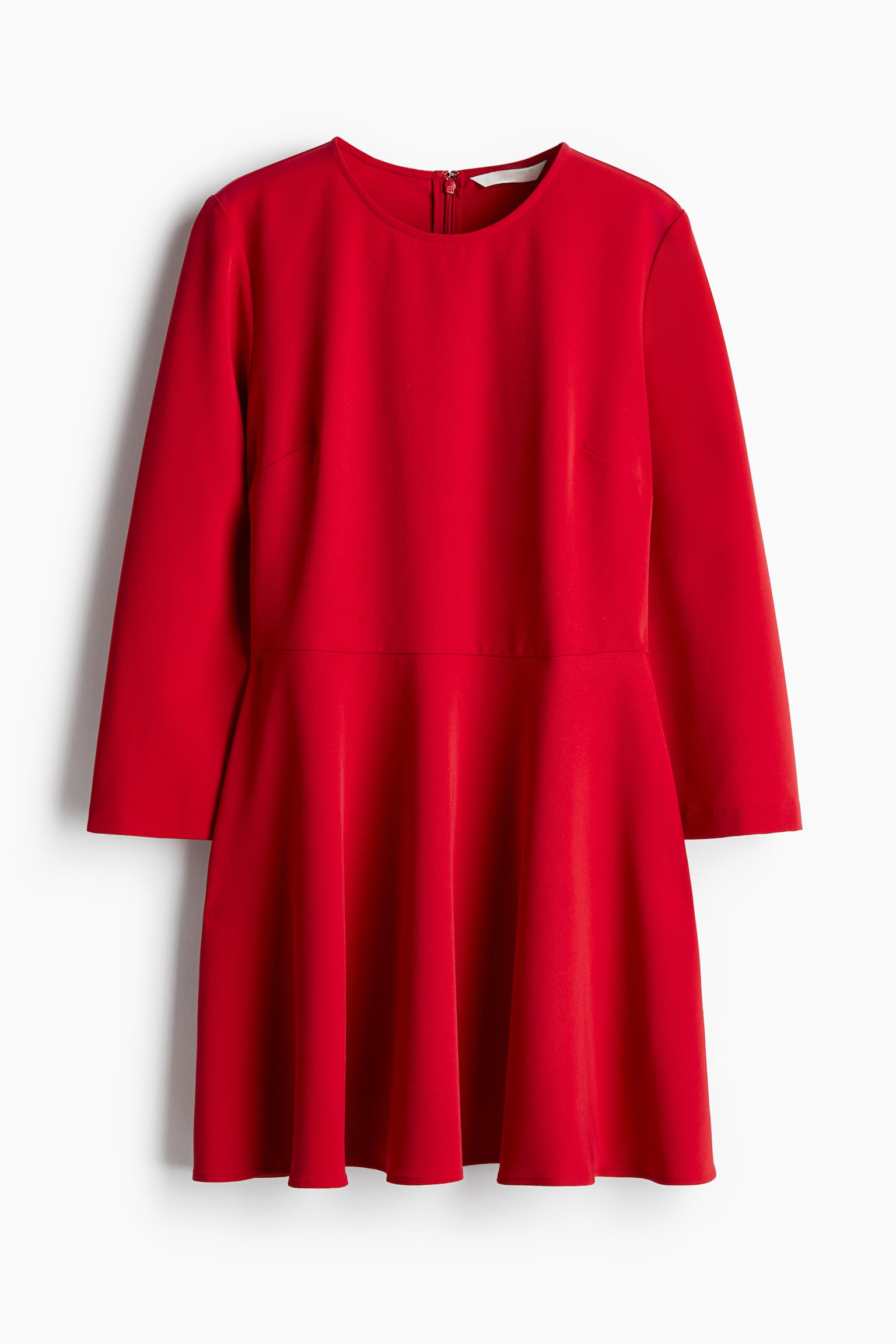 Flared-skirt twill dress - Red - 2