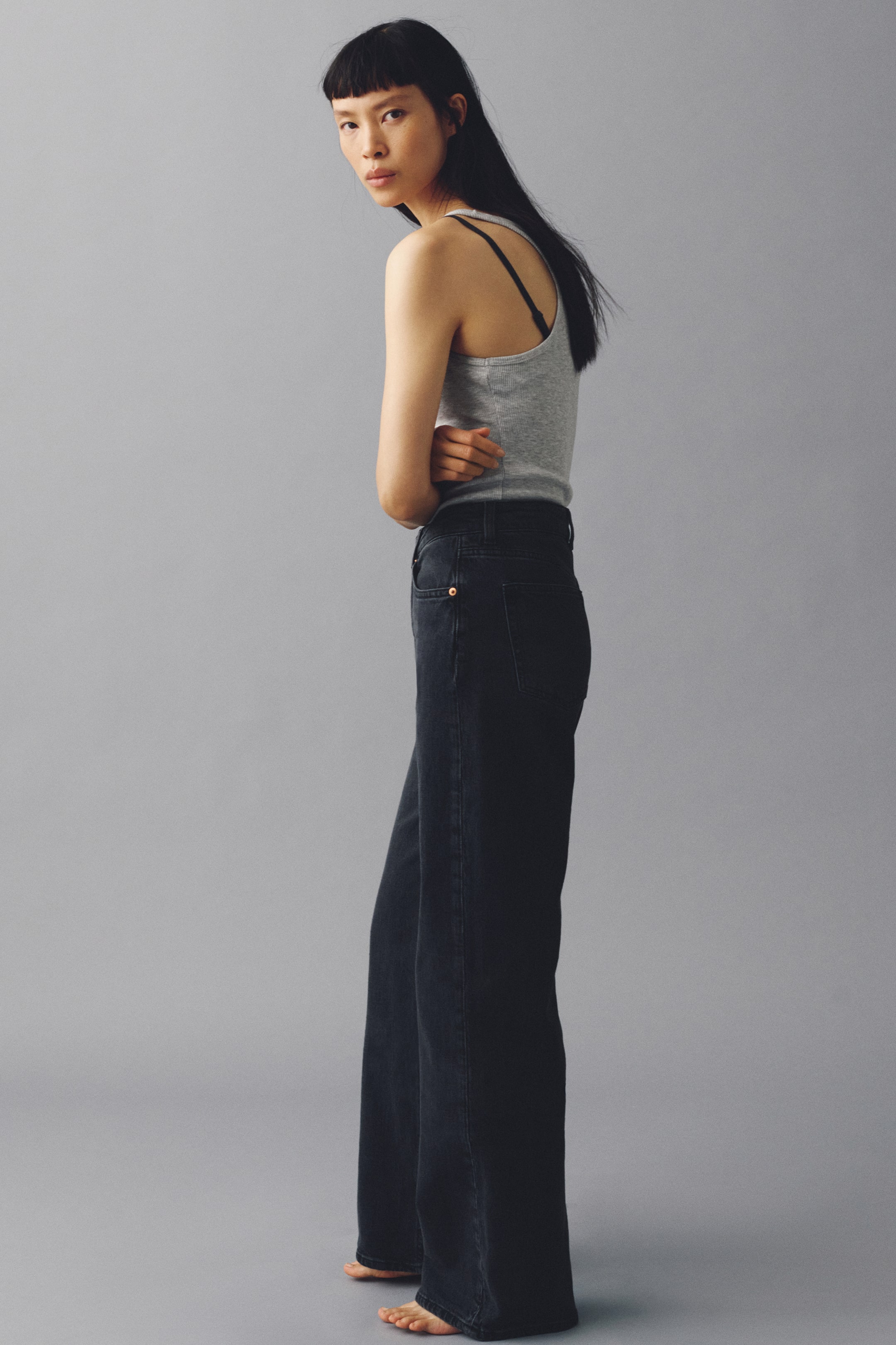 View larger image: Wide High Jeans - Dark denim grey - Ladies | H&M GB 3