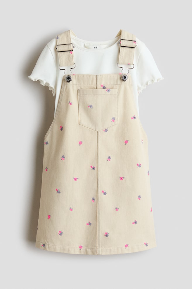 2-piece cotton set - Light beige/Floral - 1