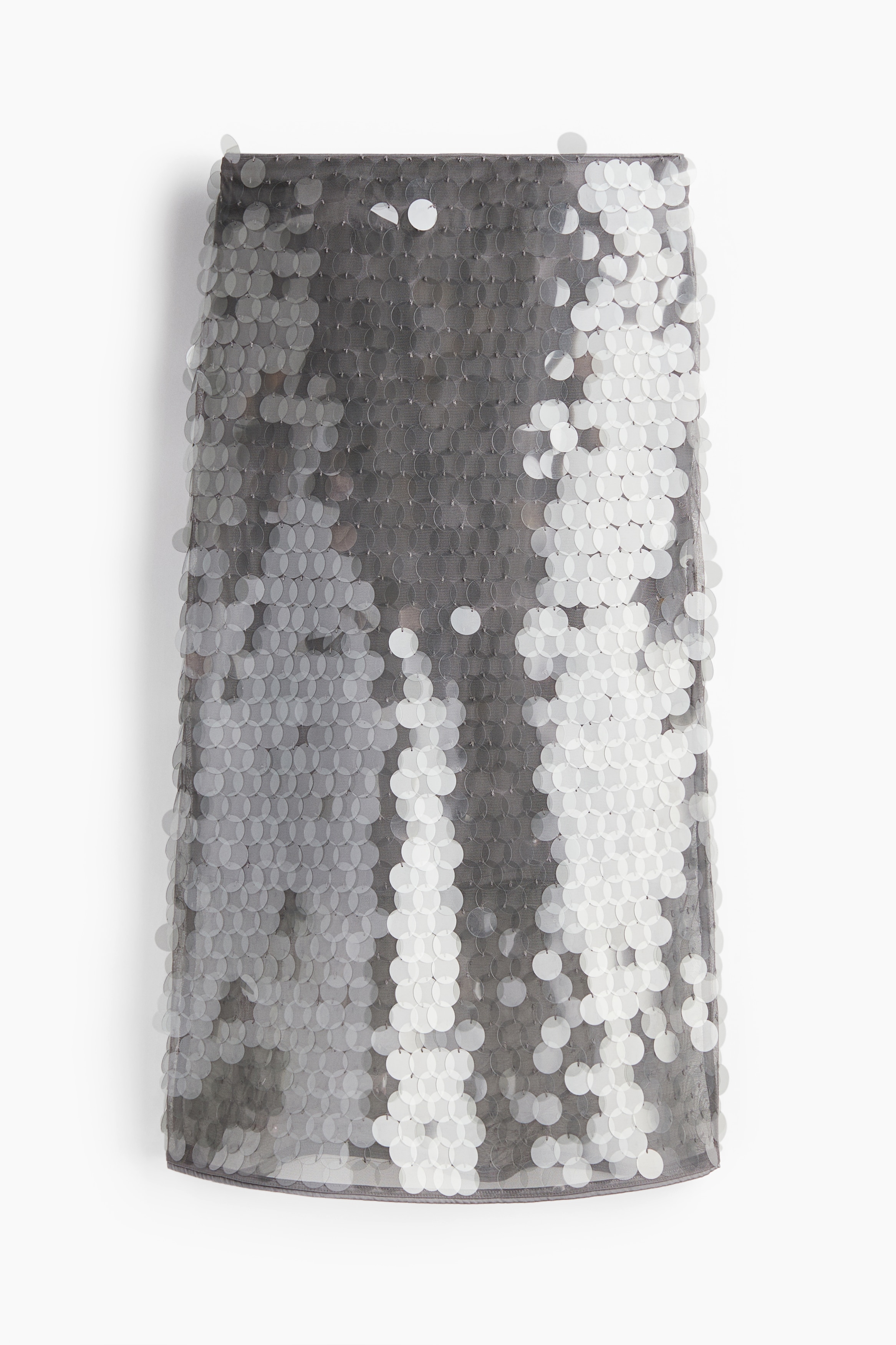 Grey Sequined midi skirt - Size: 6  - H&M