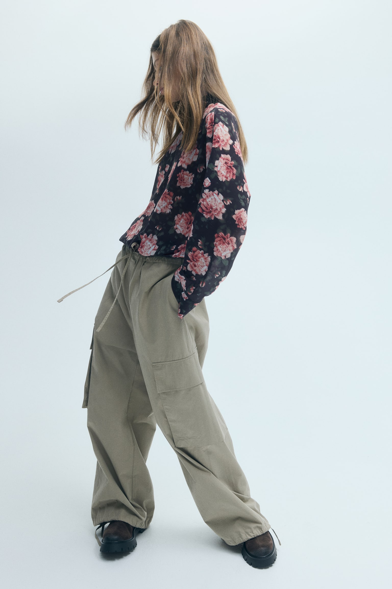 Женская блузка H&M Tie-Detail Blouse, цвет: Чёрный / С принтом — фото 6