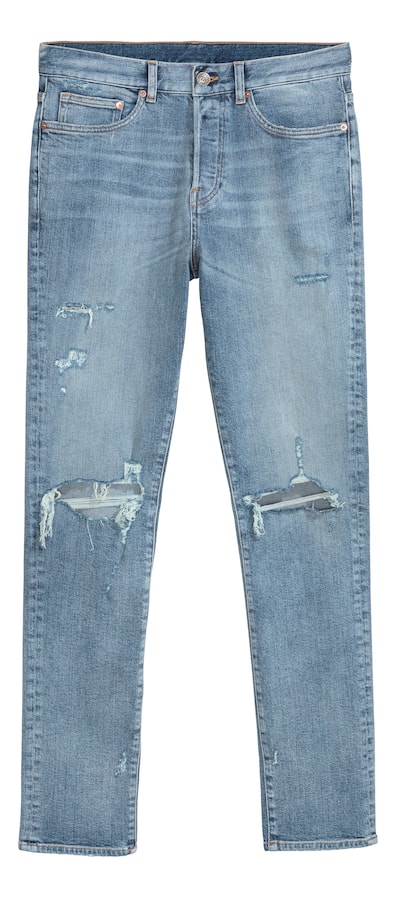 Relaxed Skinny Jeans - Regular waist - Long - Denim blue/Trashed - Men ...