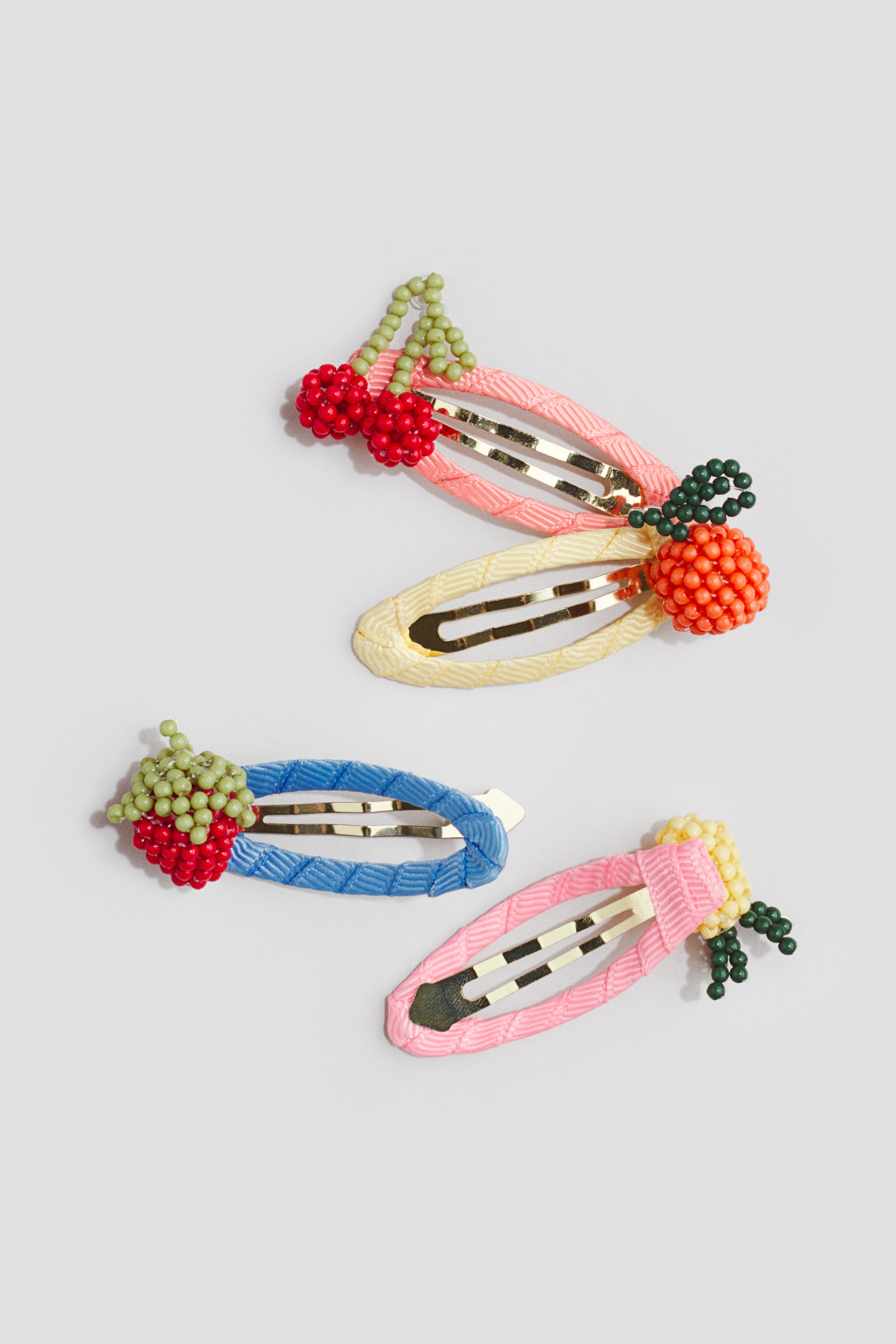 4-pack appliquéd hair clips - Pink/Fruits - 2